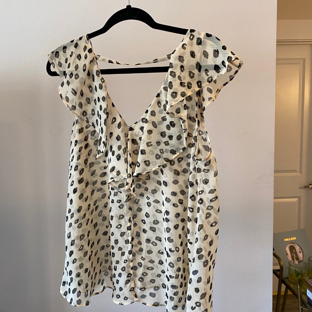 Bcbgeneration Leopard Print Low Back Ruffle Top - image 4